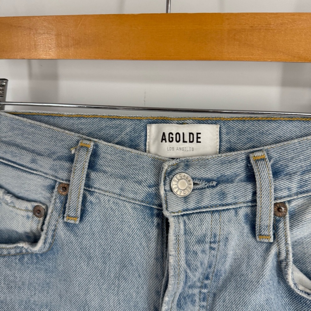 AGOLDE Light Blue Denim Bermuda Jort Style Classic Dad Shorts - Picture 3 of 4